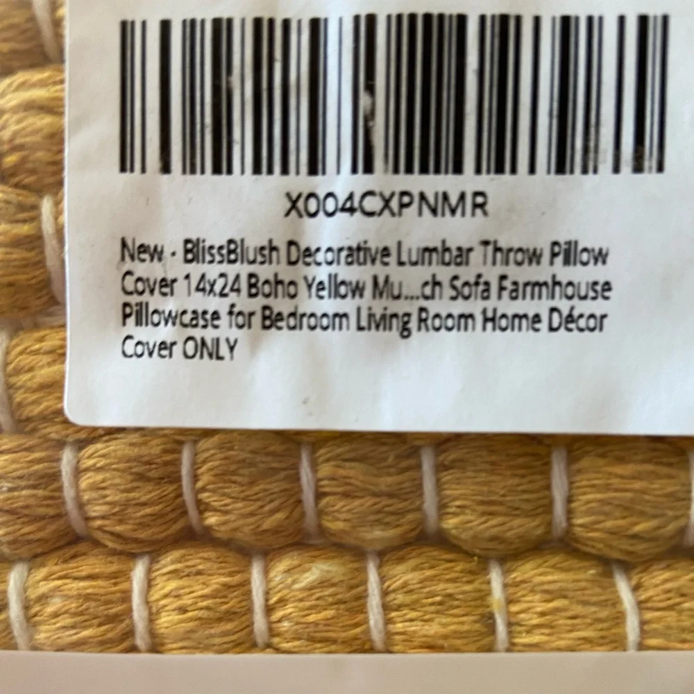 Bliss Blush Handmade Boho Yellow and Black Striped Pillow size 24x14 NWT